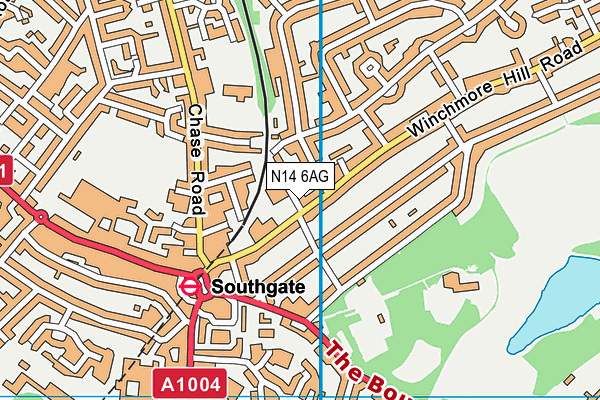 N14 6AG map - OS VectorMap District (Ordnance Survey)