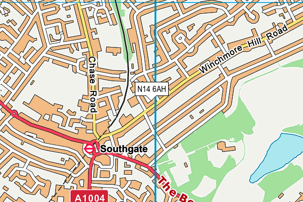 N14 6AH map - OS VectorMap District (Ordnance Survey)