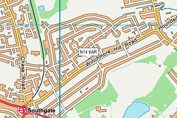 N14 6AR map - OS VectorMap District (Ordnance Survey)