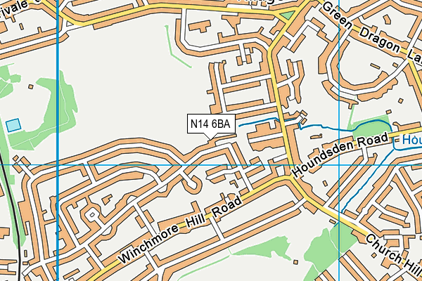N14 6BA map - OS VectorMap District (Ordnance Survey)