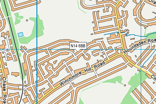 N14 6BB map - OS VectorMap District (Ordnance Survey)