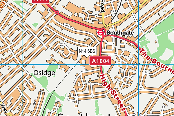 Barnet And Southgate College (Southgate Campus) map (N14 6BS) - OS VectorMap District (Ordnance Survey)