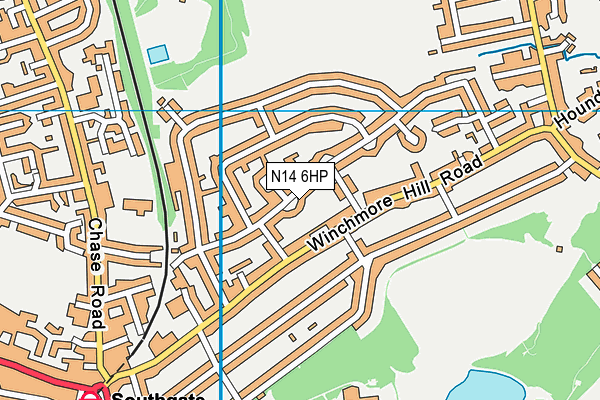 N14 6HP map - OS VectorMap District (Ordnance Survey)