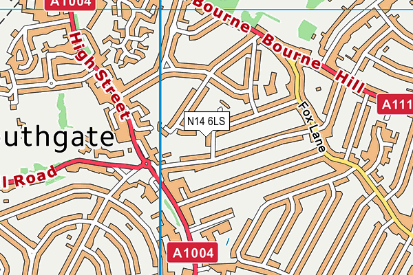 N14 6LS map - OS VectorMap District (Ordnance Survey)
