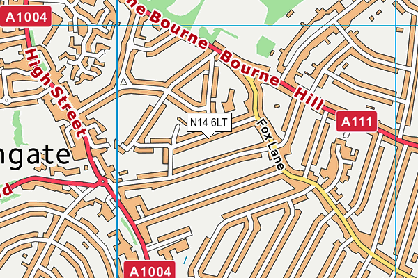 N14 6LT map - OS VectorMap District (Ordnance Survey)