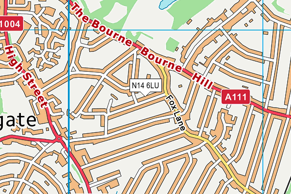 N14 6LU map - OS VectorMap District (Ordnance Survey)