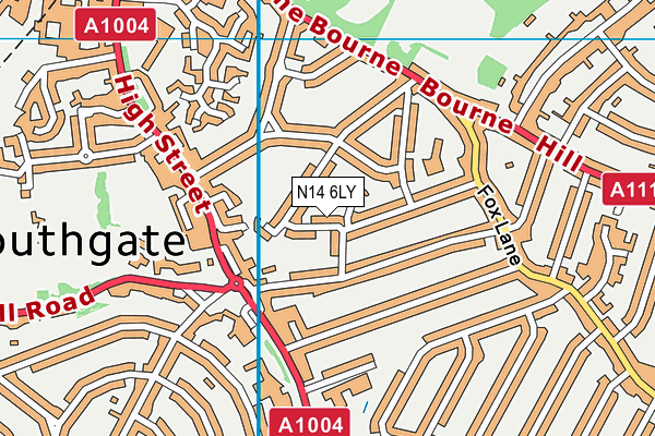 N14 6LY map - OS VectorMap District (Ordnance Survey)