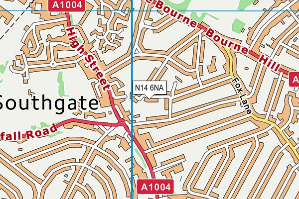 N14 6NA map - OS VectorMap District (Ordnance Survey)