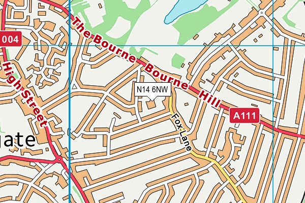 N14 6NW map - OS VectorMap District (Ordnance Survey)