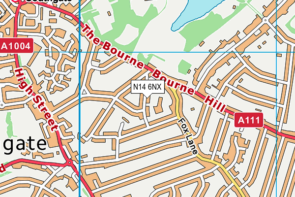 N14 6NX map - OS VectorMap District (Ordnance Survey)