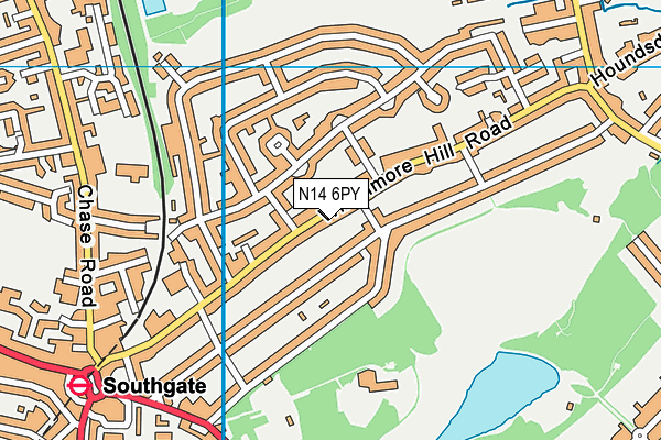 N14 6PY map - OS VectorMap District (Ordnance Survey)