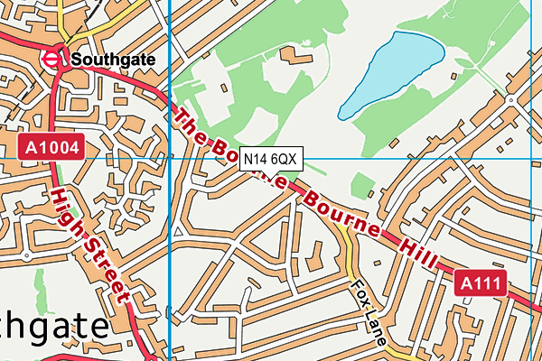 N14 6QX map - OS VectorMap District (Ordnance Survey)