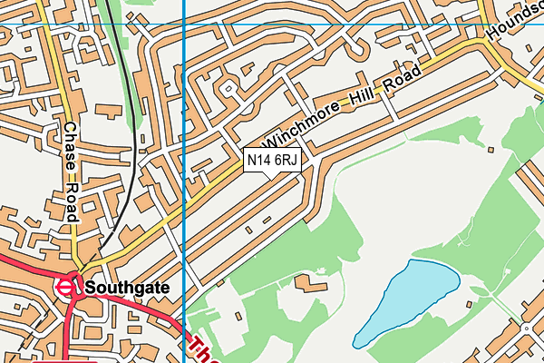 N14 6RJ map - OS VectorMap District (Ordnance Survey)