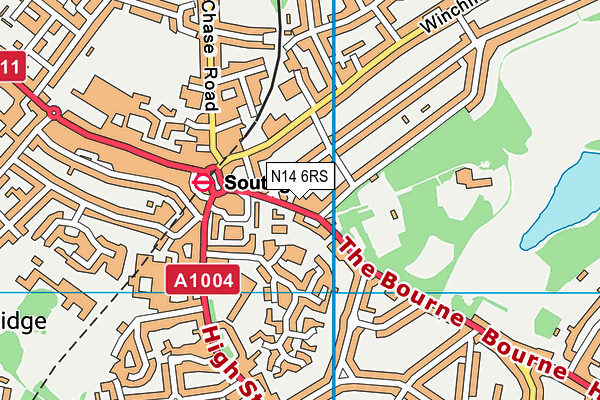 Southgate Methodist Church map (N14 6RS) - OS VectorMap District (Ordnance Survey)
