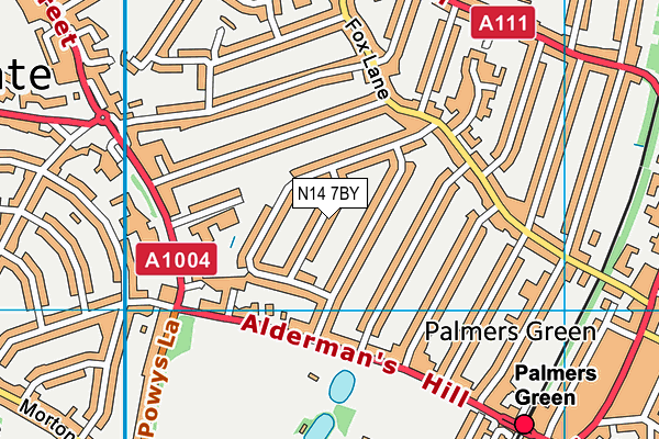 N14 7BY map - OS VectorMap District (Ordnance Survey)
