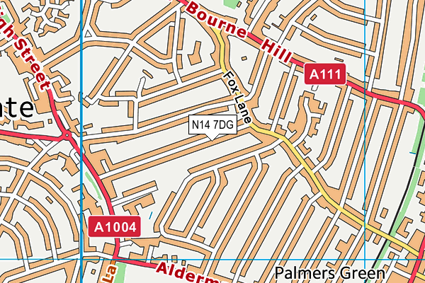 N14 7DG map - OS VectorMap District (Ordnance Survey)