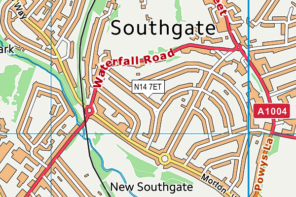 N14 7ET map - OS VectorMap District (Ordnance Survey)