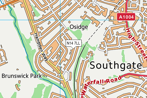 N14 7LL map - OS VectorMap District (Ordnance Survey)