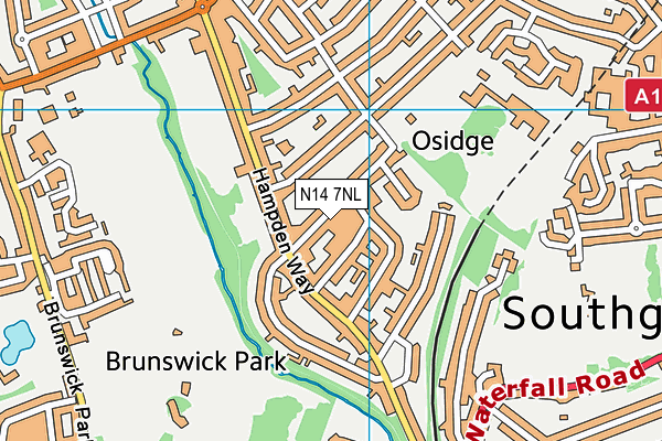 N14 7NL map - OS VectorMap District (Ordnance Survey)