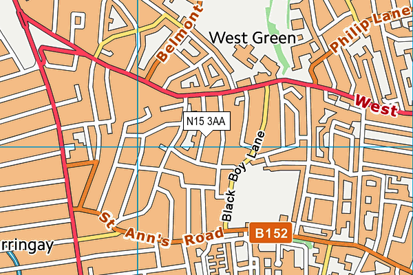N15 3AA map - OS VectorMap District (Ordnance Survey)