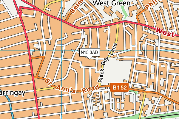 N15 3AD map - OS VectorMap District (Ordnance Survey)