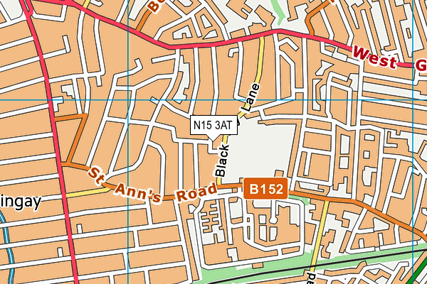 N15 3AT map - OS VectorMap District (Ordnance Survey)