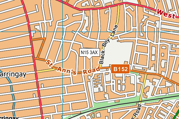 N15 3AX map - OS VectorMap District (Ordnance Survey)