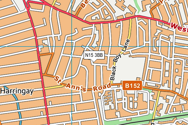 N15 3BB map - OS VectorMap District (Ordnance Survey)