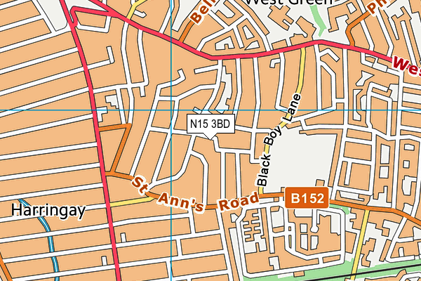 N15 3BD map - OS VectorMap District (Ordnance Survey)