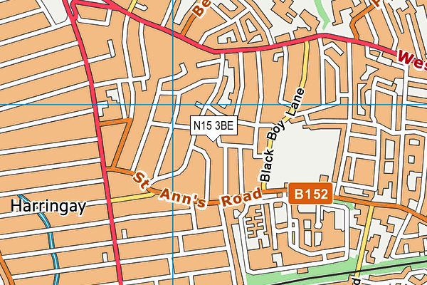 N15 3BE map - OS VectorMap District (Ordnance Survey)