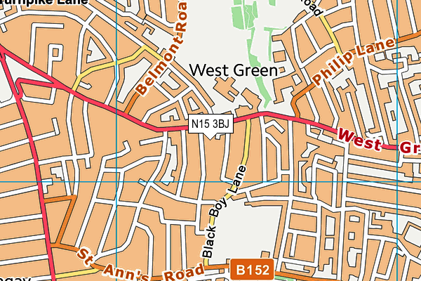 N15 3BJ map - OS VectorMap District (Ordnance Survey)