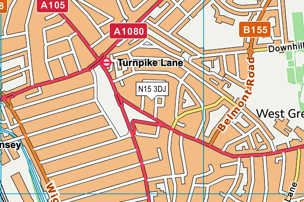 N15 3DJ map - OS VectorMap District (Ordnance Survey)