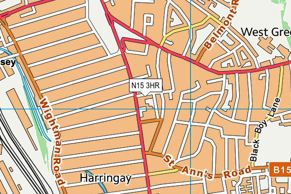 N15 3HR map - OS VectorMap District (Ordnance Survey)