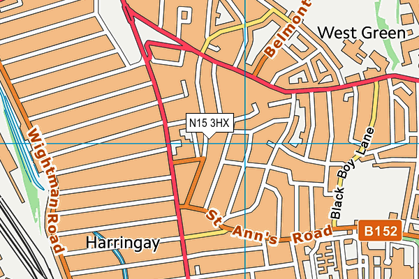 N15 3HX map - OS VectorMap District (Ordnance Survey)