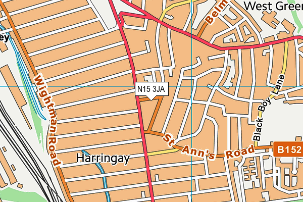 N15 3JA map - OS VectorMap District (Ordnance Survey)