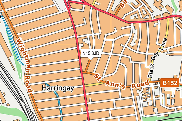 N15 3JD map - OS VectorMap District (Ordnance Survey)
