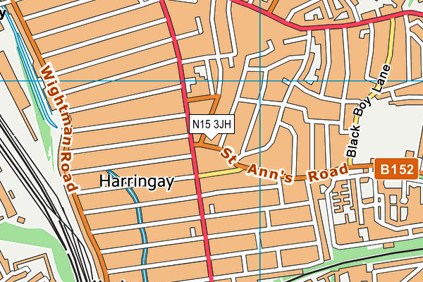 N15 3JH map - OS VectorMap District (Ordnance Survey)