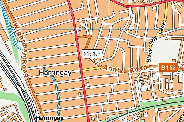 N15 3JP map - OS VectorMap District (Ordnance Survey)