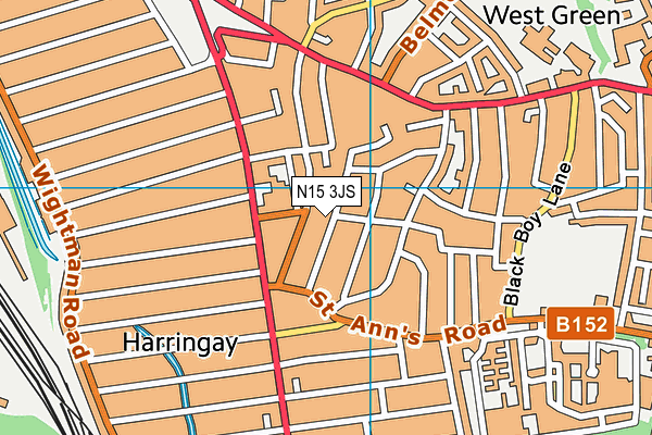 N15 3JS map - OS VectorMap District (Ordnance Survey)