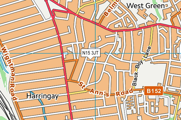 N15 3JT map - OS VectorMap District (Ordnance Survey)