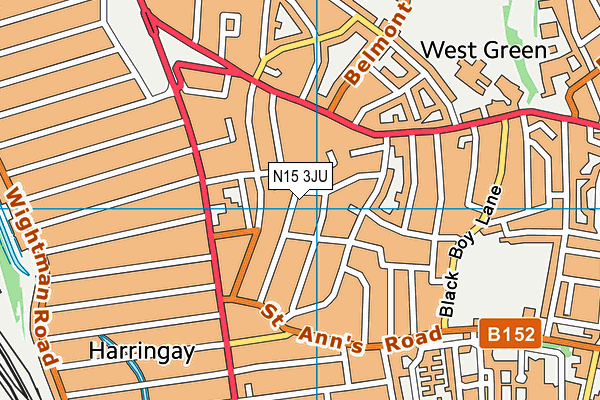 N15 3JU map - OS VectorMap District (Ordnance Survey)