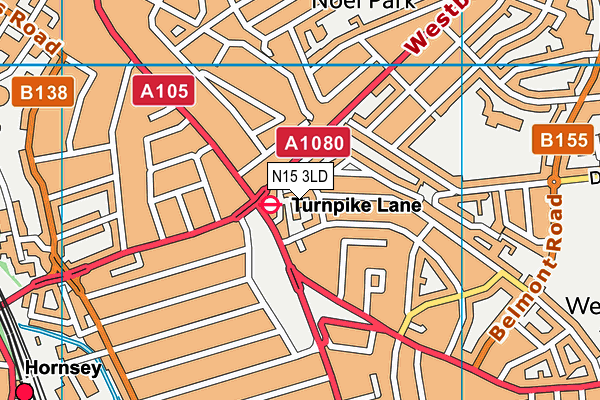 N15 3LD map - OS VectorMap District (Ordnance Survey)