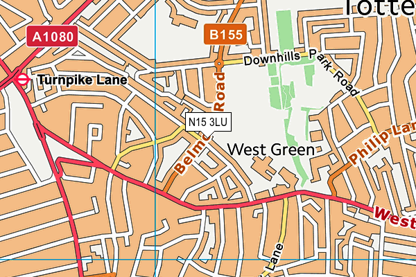 N15 3LU map - OS VectorMap District (Ordnance Survey)