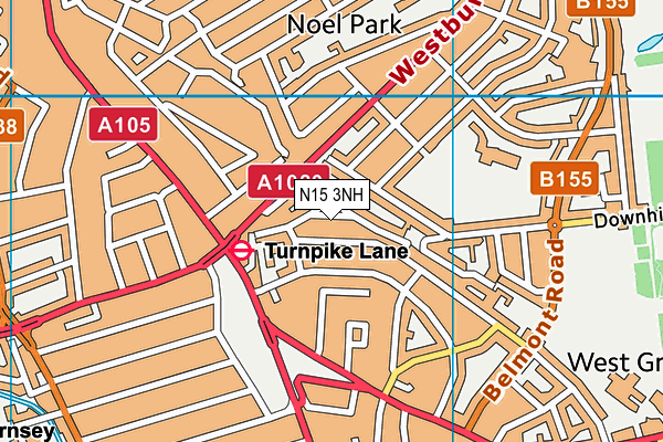 N15 3NH map - OS VectorMap District (Ordnance Survey)