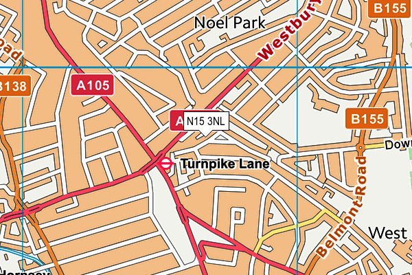 N15 3NL map - OS VectorMap District (Ordnance Survey)