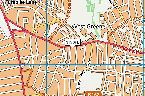 N15 3PB map - OS VectorMap District (Ordnance Survey)