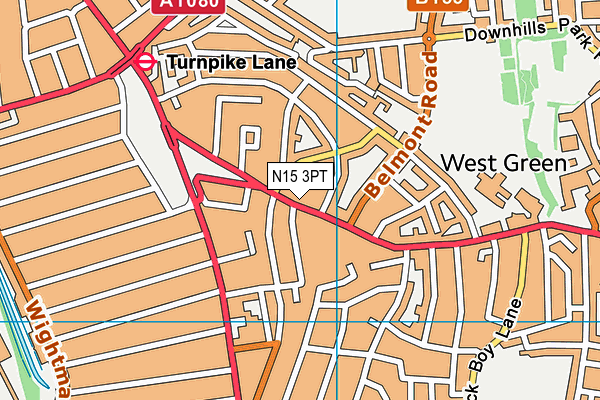 N15 3PT map - OS VectorMap District (Ordnance Survey)