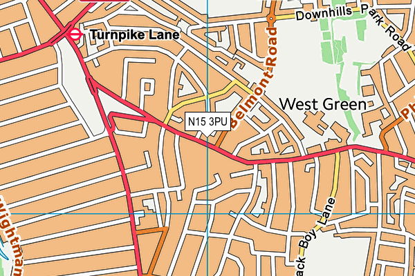 N15 3PU map - OS VectorMap District (Ordnance Survey)