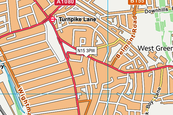 N15 3PW map - OS VectorMap District (Ordnance Survey)