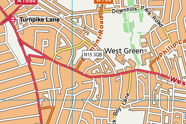 N15 3QB map - OS VectorMap District (Ordnance Survey)